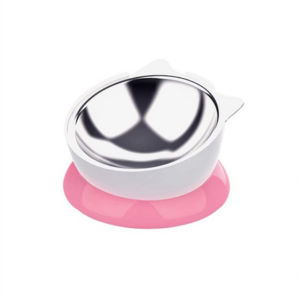 Comedero Inclinable Acero Inoxidable Orejitas Rosado