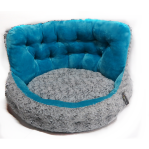 CAMA REDONDA ESPALDAR AZUL GRIS