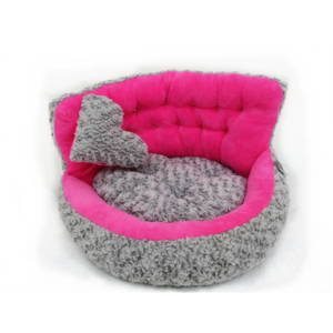 CAMA REDONDA ESPALDAR ROSA GRIS
