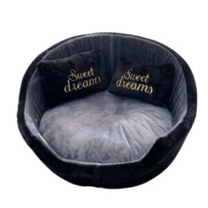 CAMA REDONDA GRIS CON NEGRO TALLA M