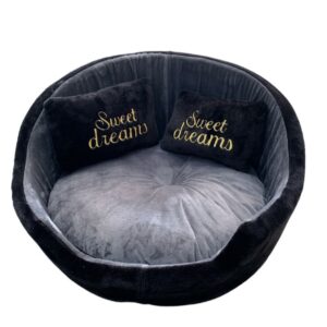 CAMA REDONDA GRIS CON NEGRO TALLA S