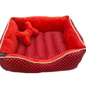 CAMA ROJA CON PUNTOS BLANCOS M