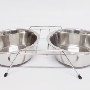 COMEDERO DOBLE CON BASE EN ACERO AEDD-05