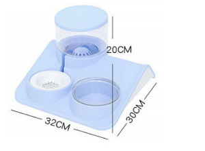 COMEDERO INCLINADO CON DISPENSADOR DE AGUA PC82 AZUL