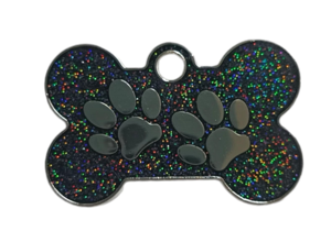 PLACA AZUL PETROLEO BRILLANTE HUESO CON HUELLAS MEDIANO