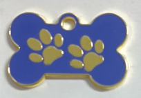 PLACA AZUL HUESO CON HUELLAS  DORADAS MEDIANO