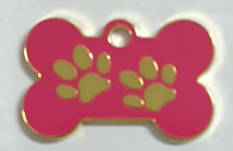 PLACA ROSADA HUESO CON HUELLAS  DORADAS MEDIANO