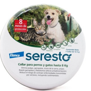 COLLAR ANTIGARRAPATAS SERESTO PERROS Y GATOS  HASTA 8 KG