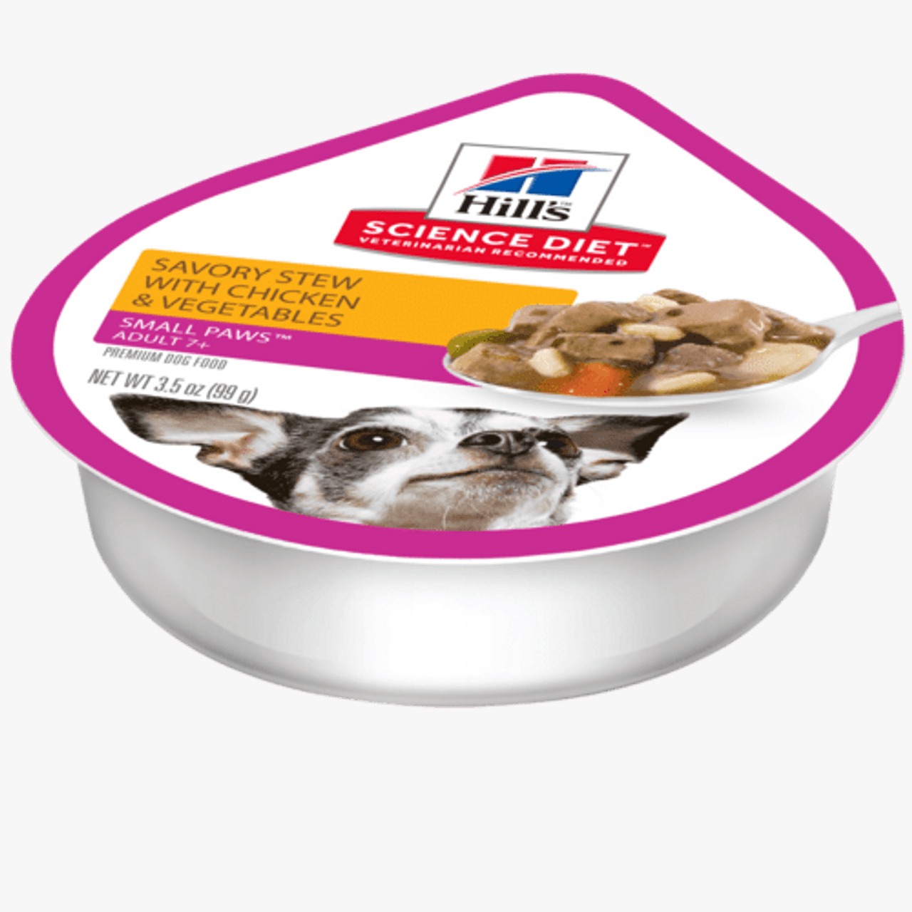 HILLS CAN ADULT 7+ SMALL PAWS TRAY STEW WITH CHICKEN X 99GR