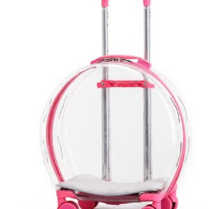 MALETA DE RUEDAS TRANSPARENTE ROSADO
