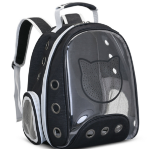 MORRAL TRANSPARENTE CARA DE GATO NEGRO-PB12E