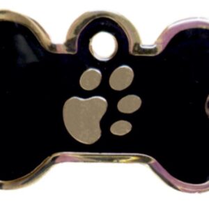 PLACA HUESO GRANDE NEGRA HUELLA DORADA