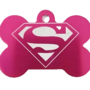 PLACA HUESO MEDIANA FUCSIA SUPERGIRL