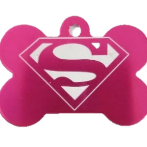 PLACA HUESO PEQUEÑA FUCSIA SUPERGIRL
