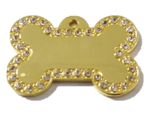 PLACA HUESO PEQUEÑA DORADA CON PIEDRAS
