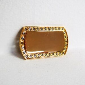 PLACA MILITAR DORADA CON PIEDRAS