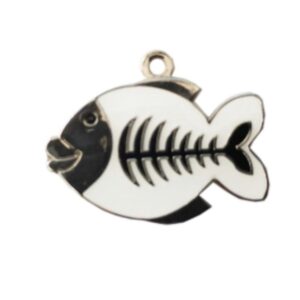 PLACA PEZ BLANCO NEGRO PLATEADO