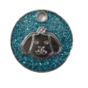 PLACA REDONDA CARA DE PERRO CELESTE