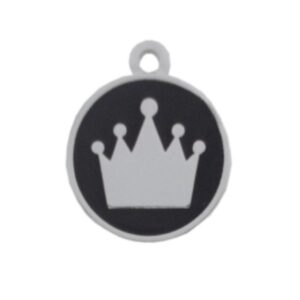 PLACA REDONDA NEGRA CORONA PLATEADA
