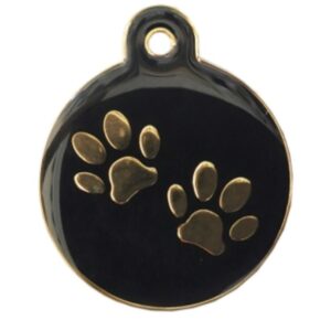 PLACA REDONDA NEGRA HUELLAS DORADAS