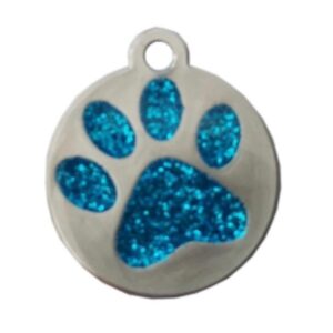 PLACA REDONDA PLATEADA HUELLA AZUL CON ESCARCHA