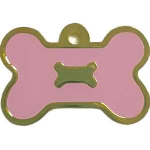 PLACA  ROSA PALIDO BORDE DORADO  HUESO  CON HUESO MEDIANO