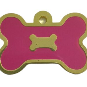 PLACA  ROSADA BORDE DORADO  HUESO  CON HUESO