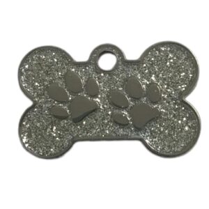 PLACA GRIS HUESO  BRILLANTE PEQUEÑO CON HUELLAS