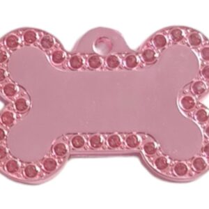 PLACA ROSADO HUESO CON DIAMANTES MEDIANA