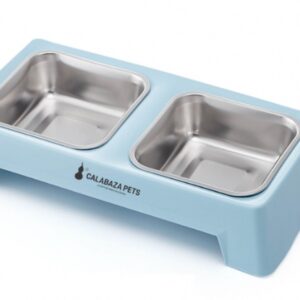 COMEDERO RECTANGULAR DOBLE AZUL PC118