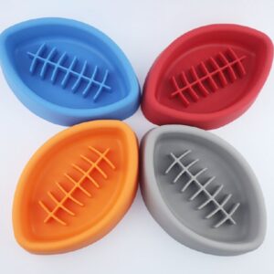 COMEDERO CON VENTOSA FORMA RUGBY AZUL (AGOTADO)