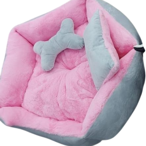 cama hexagonal rosa gris