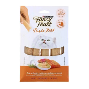 FANCY FEAST PUREE KISS 4 SACHETS SALMÓN Y ATÚN EN SALSA CREMOSA 40G